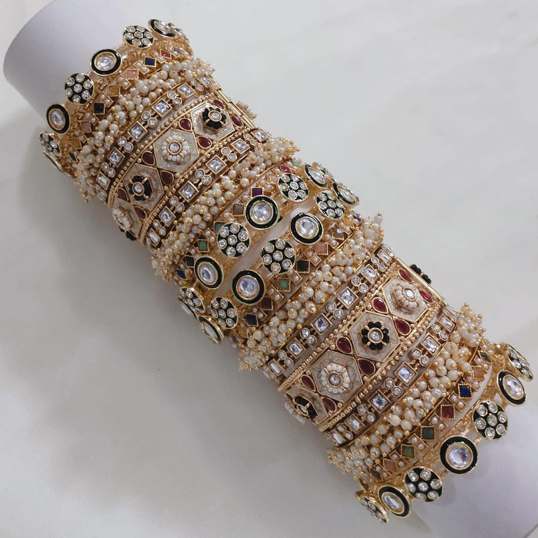 Prime High-Quality AD Kundan Copper Bangle Set – Designer Bridal Collection