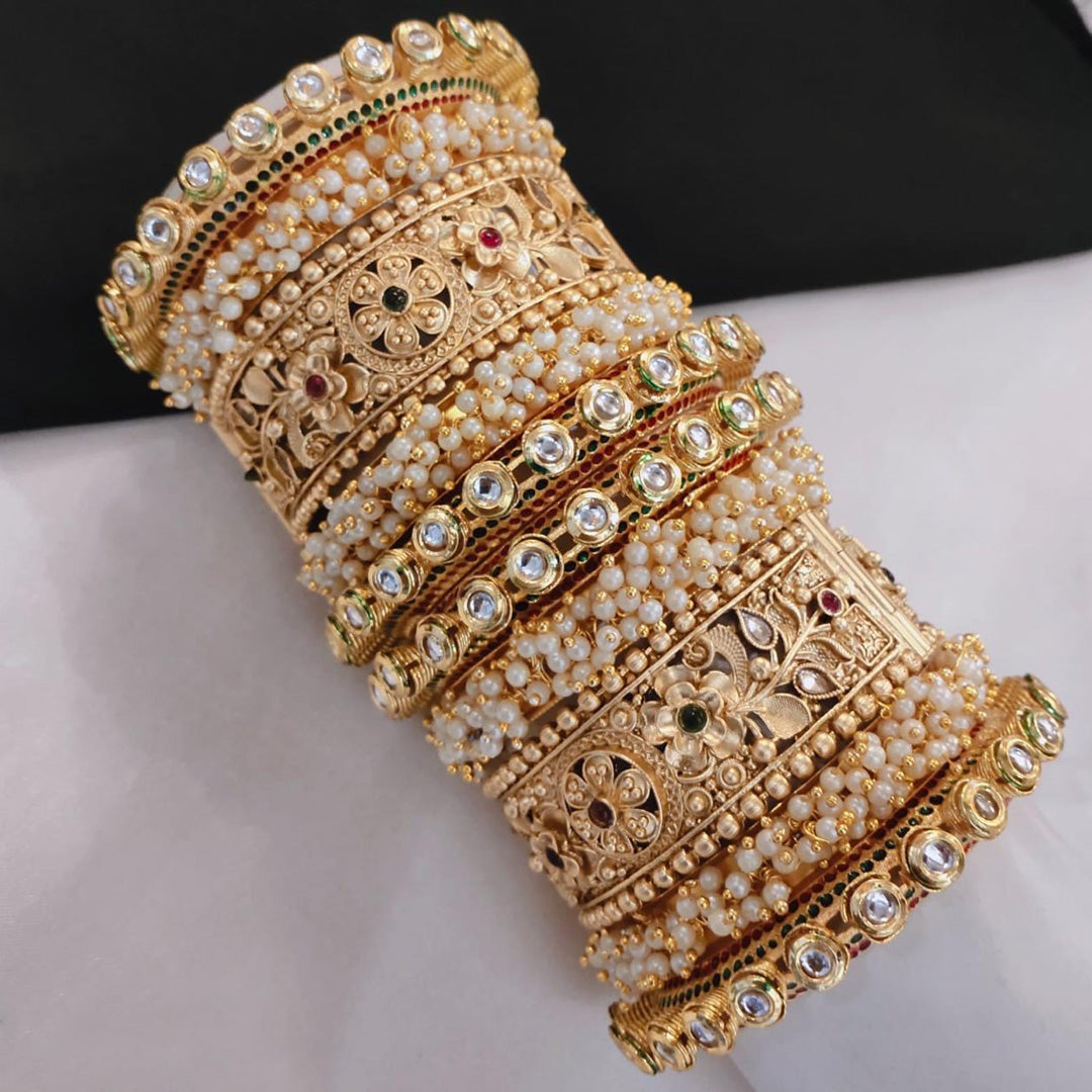Prime Quality AD Kundan Meena Bangle Set – Designer Bridal Collection