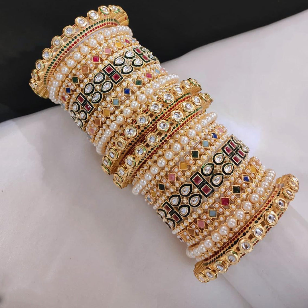 Prime Quality AD Kundan Meena Bangles Set – Traditional Bridal Collection