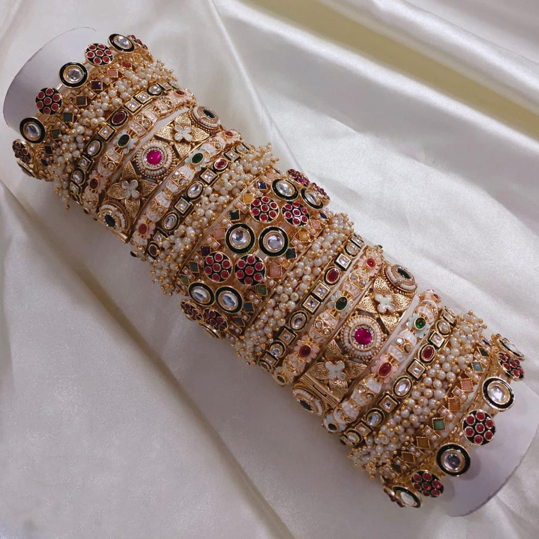 Prime Quality AD Kundan Meena Bangles Set – Traditional Bridal Collection