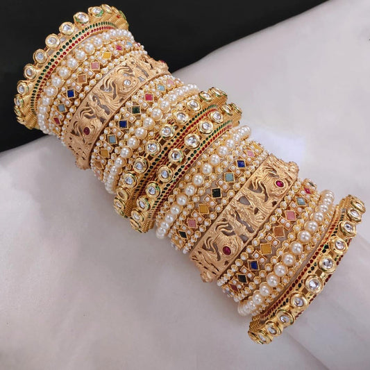 Prime Quality AD Kundan Meena Bangles Set – Traditional Bridal Collection