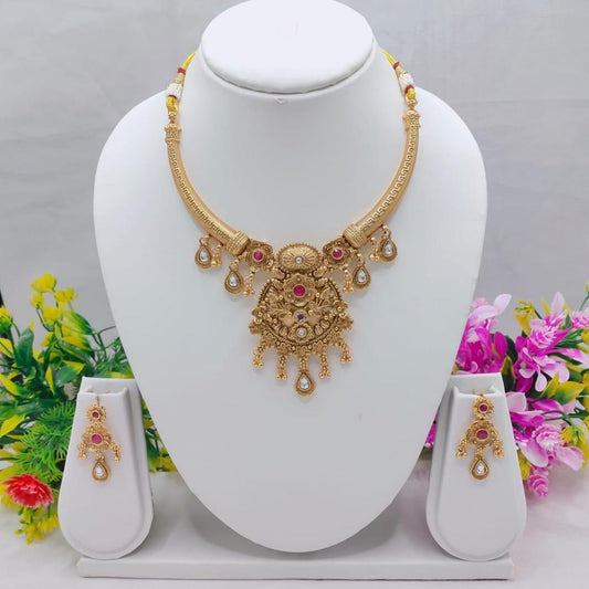 Majestic Gold-Toned Chandan Polki Necklace Set