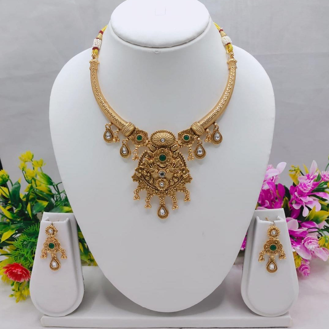 Majestic Gold-Toned Chandan Polki Necklace Set
