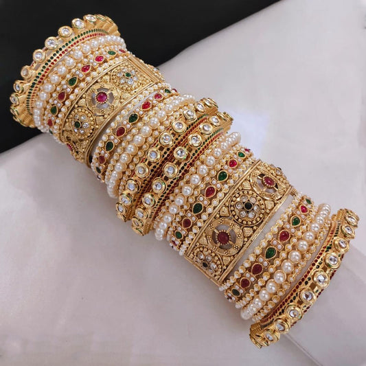 Prime Quality AD Kundan Meena Bangles Set – Traditional Bridal Collection