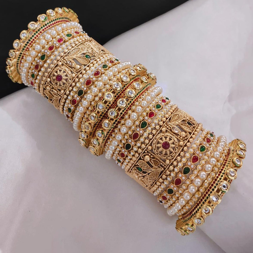 Prime Quality AD Kundan Meena Bangles Set – Traditional Bridal Collection