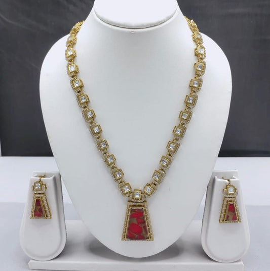 Statement Gold-Toned Polki & Ruby Long Set