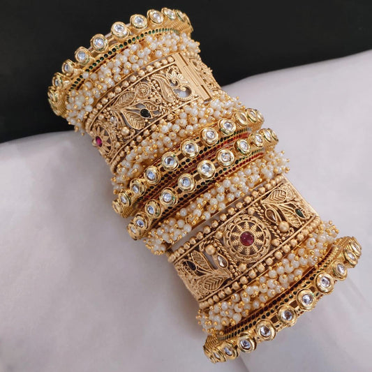 Prime Quality AD Kundan Meena Bangle Set – Designer Bridal Collection