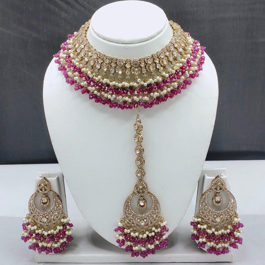 Prime AD Antique Choker Necklace Set with Red Beads – Bridal Designer Jewelry