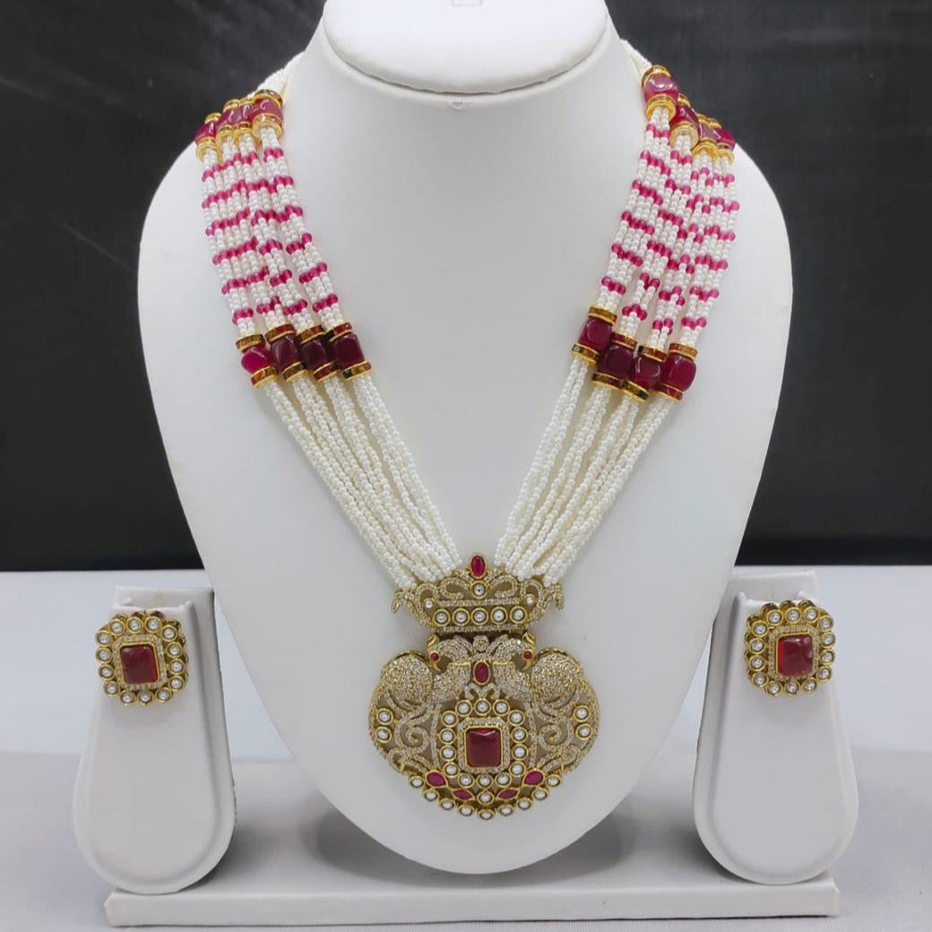 Ad Antique Polki & Moissanite Long Necklace Set