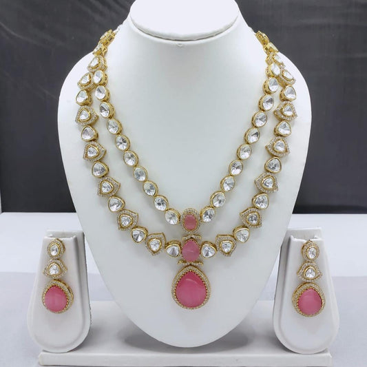Dazzling Polki & Stone Layered Necklace Set