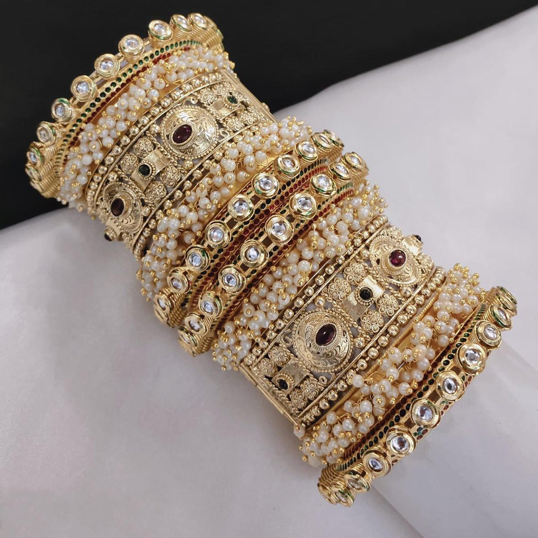 Prime Quality AD Kundan Meena Bangle Set – Designer Bridal Collection