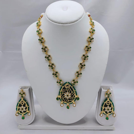 Prime AD Antique Polki Moissanite  Long Necklace Set