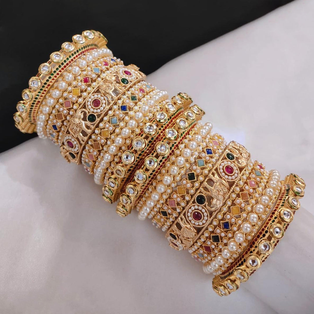 Prime Quality AD Kundan Meena Bangles Set – Traditional Bridal Collection