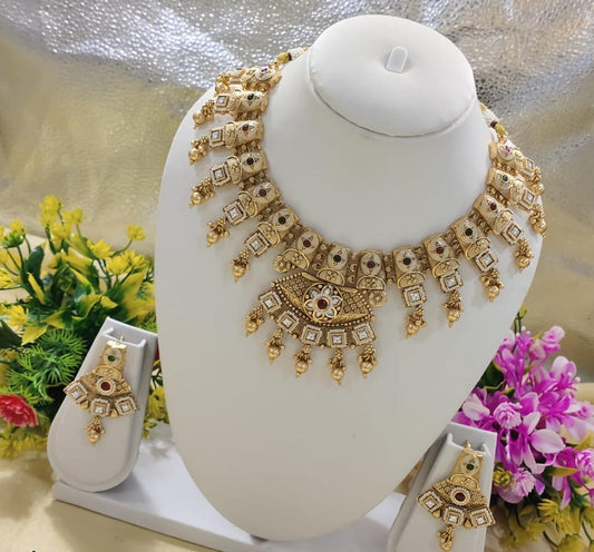 Chandan Polki & Ruby Necklace Set