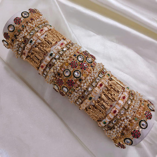 Prime Quality AD Kundan Meena Bangles Set – Traditional Bridal Collection