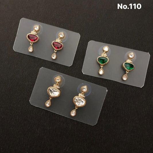 Gold-Plated Dangling Stone Drop Earrings