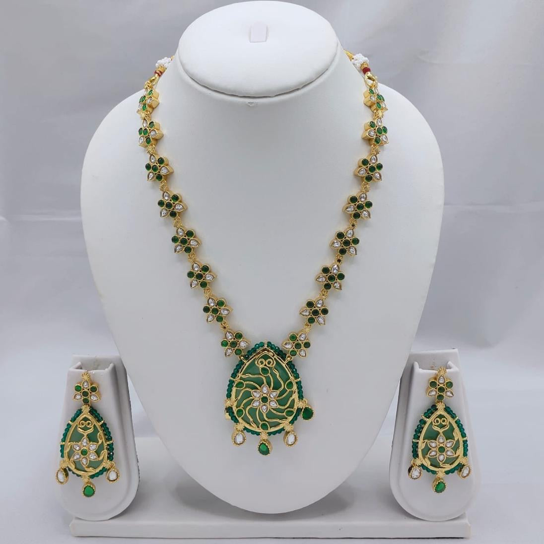 Prime AD Antique Polki Moissanite  Long Necklace Set