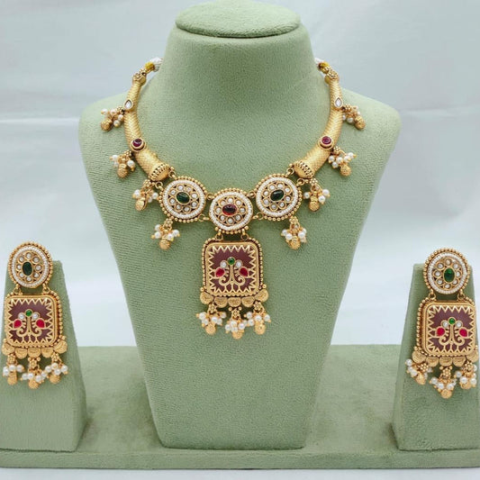 Prime Quality AD Copper Necklace Set with Earrings – Traditional Bridal Jewelry