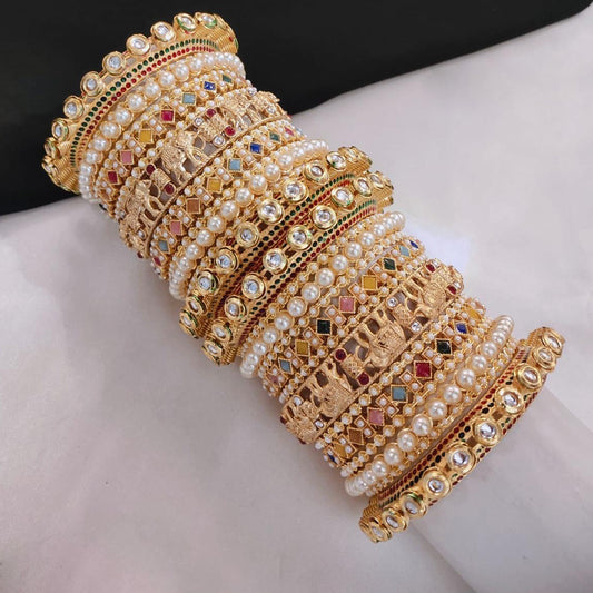 Prime Quality AD Kundan Meena Bangles Set – Traditional Bridal Collection