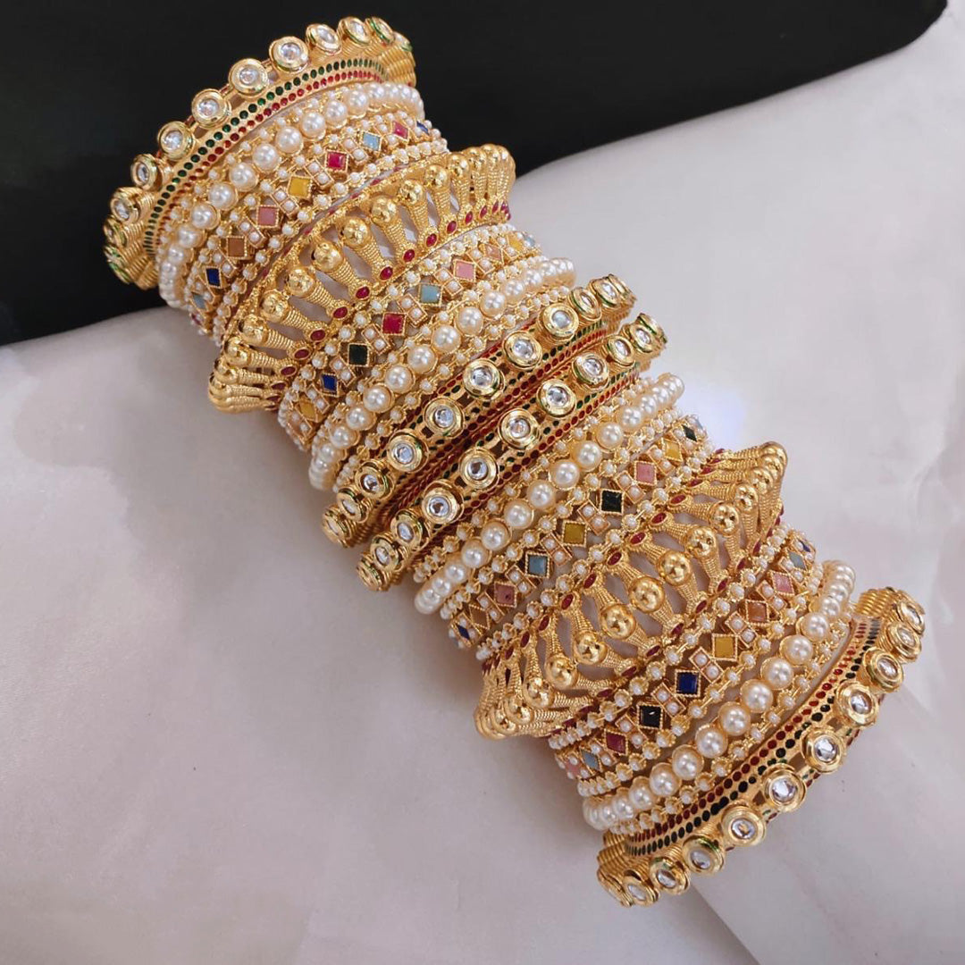 Prime Quality AD Kundan Meena Bangles Set – Traditional Bridal Collection