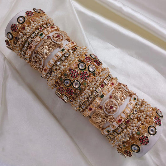 Prime Quality AD Kundan Meena Bangles Set – Traditional Bridal Collection