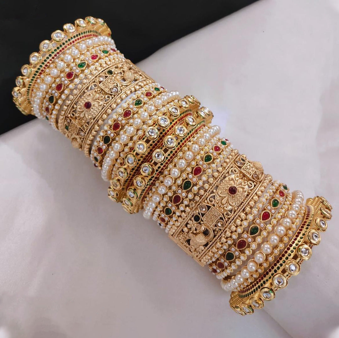 Prime Quality AD Kundan Meena Bangles Set – Traditional Bridal Collection