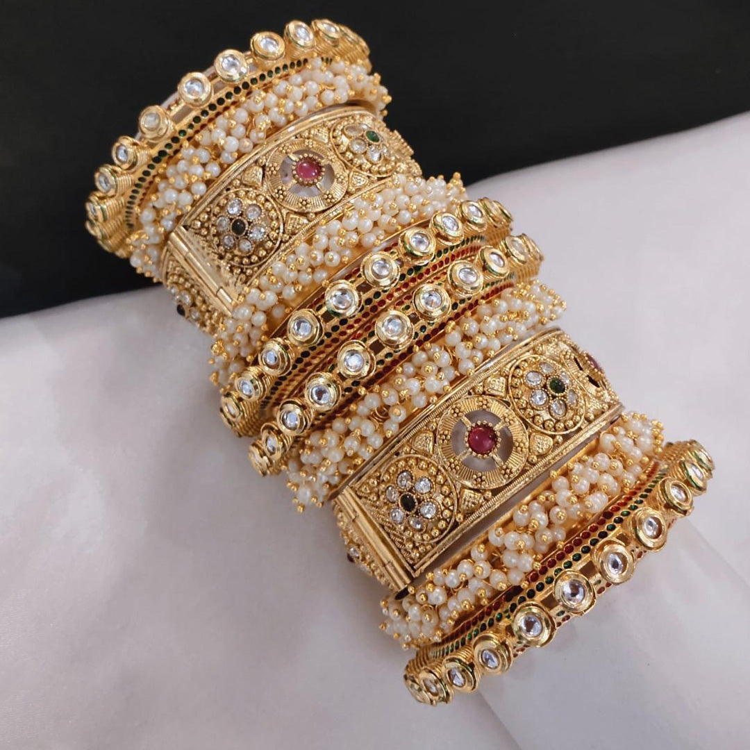 Prime Quality AD Kundan Meena Bangle Set – Designer Bridal Collection